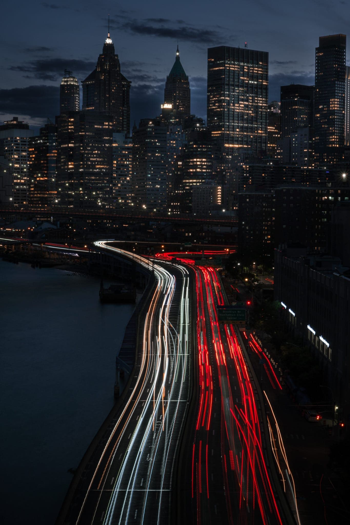 Urban street scene along the East Side Highway in New York